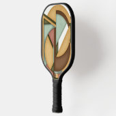Earth-Toned Geometric Harmony Mid-Century Pickleball Paddle (Links)