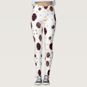 Earth-Toned Lotus & Frog Pattern  Leggings (Voorkant)