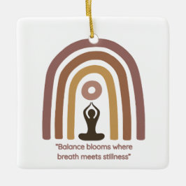 Earth-Toned Mindfulness Rainbow Yoga Design Keramisch Ornament