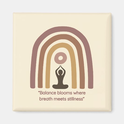 Earth-Toned Mindfulness Rainbow Yoga Design Magneet (Voorkant)