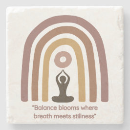 Earth-Toned Mindfulness Rainbow Yoga Design Stenen Onderzetter