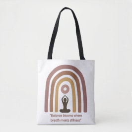 Earth-Toned Mindfulness Rainbow Yoga Design Tote Bag