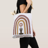 Earth-Toned Mindfulness Rainbow Yoga Design Tote Bag (Dichtbij)