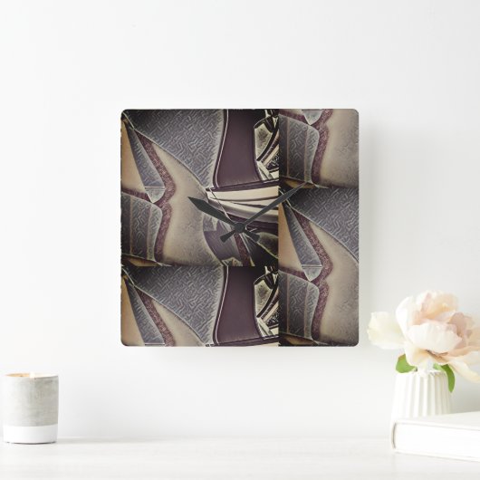 Earth Toned Modern Abstract Vierkante Klok (Huis)