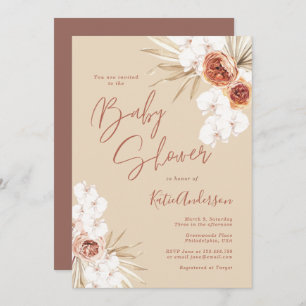 Earth Toned Pampas Grass Boho Baby shower Kaart