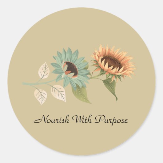 Earth Toned Sunflower Soft Floral Planner Ronde Sticker (Voorkant)