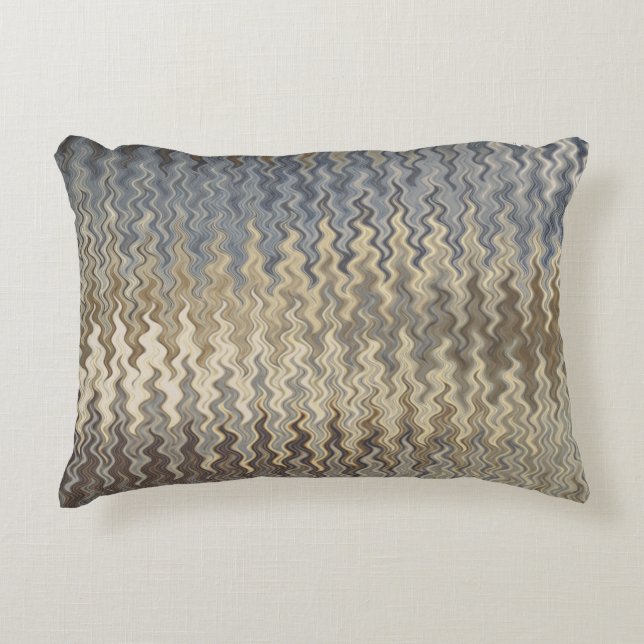 Earth Toned Wavy Pattern Accent Kussen (Voorkant)