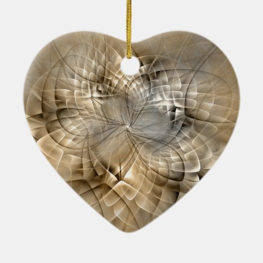 Earth Tones Abstract Modern Fractal Art Heart Keramisch Ornament (Achterkant)