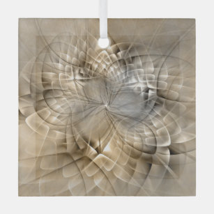 Earth Tones Abstract Modern Fractal Art Texture Glas Ornament