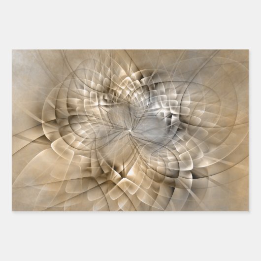 Earth Tones Abstract Modern Fractal Art Texture Inpakpapier Vel (Voorkant 3)