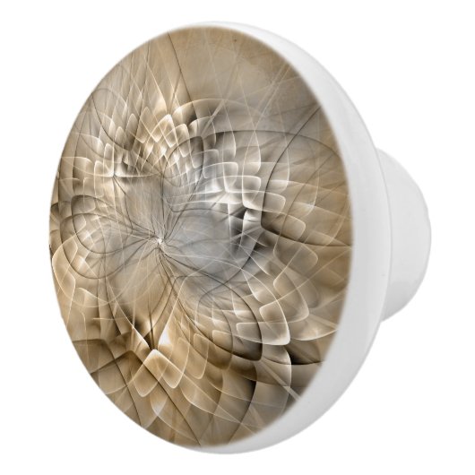 Earth Tones Abstract Modern Fractal Art Texture Keramische Knop (Rechts)