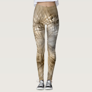 Earth Tones Abstract Modern Fractal Art Texture Leggings