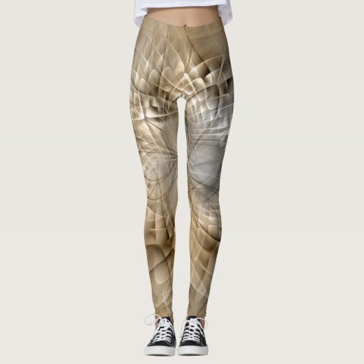 Earth Tones Abstract Modern Fractal Art Texture Leggings (Voorkant)