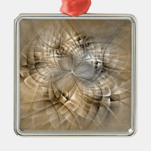 Earth Tones Abstract Modern Fractal Art Texture Metalen Ornament