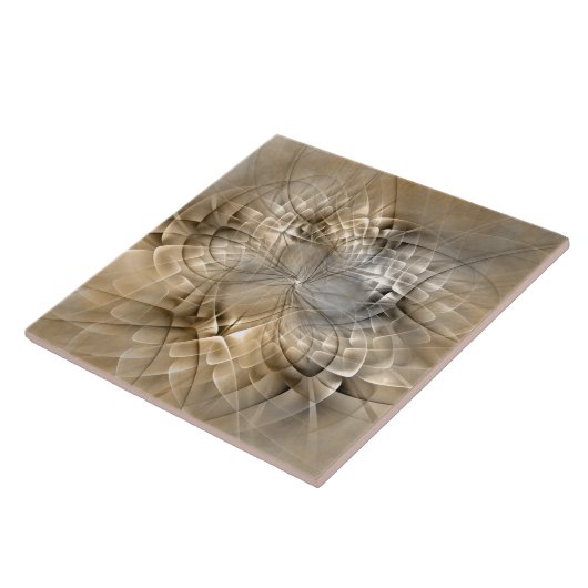 Earth Tones Abstract Modern Fractal Art Texture Tegeltje (Zijkant)