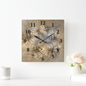 Earth Tones Abstract Modern Fractal Art Texture Vierkante Klok (Huis)