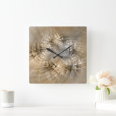 Earth Tones Abstract Modern Fractal Art Texture Vierkante Klok (Huis)