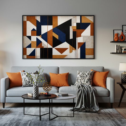 Earth Tones and Blue Canvas Afdruk