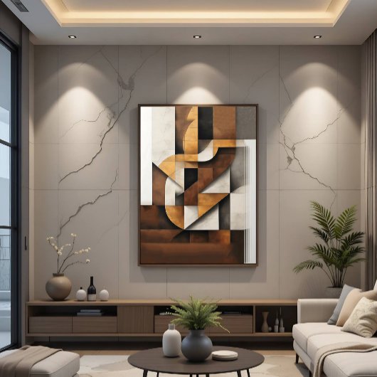 Earth Tones and Collage Canvas Afdruk