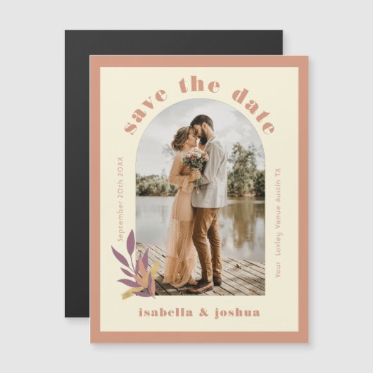 Earth Tones Arch Modern Photo Save the Date (Voorkant / Achterkant)
