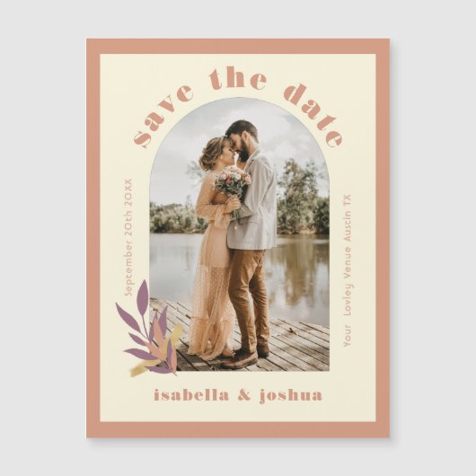 Earth Tones Arch Modern Photo Save the Date (Voorkant)