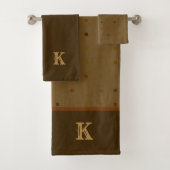 Earth Tones Brown Monogramed Bath Towel Set Bad Handdoek (Insitu)