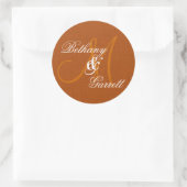 EARTH TONES Bruiloft Monogram Bruid en bruidegom Ronde Sticker (Tas)