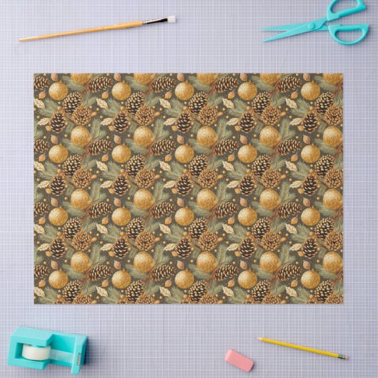 Earth Tones Christmas Pattern#29 ID1009 Tissuepapier (Craft)