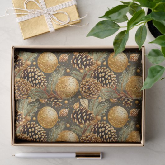 Earth Tones Christmas Pattern#29 ID1009 Tissuepapier (Geschenk)