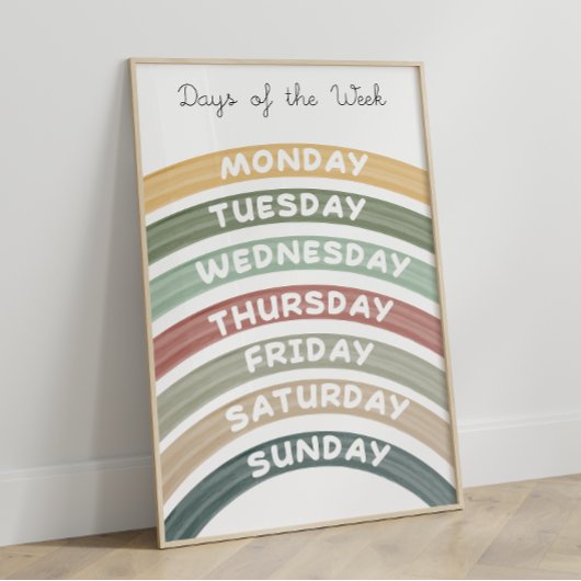 Earth Tones Dagen van de Week Educatief Poster