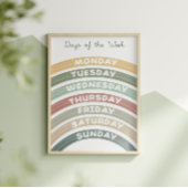 Earth Tones Dagen van de Week Educatief Poster