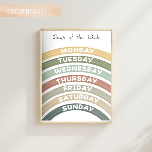 Earth Tones Dagen van de Week Educatief Poster