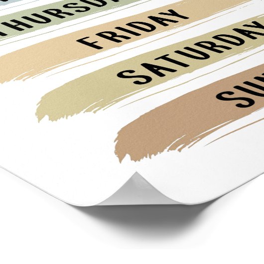 Earth Tones Days of the Week Chart Poster (Hoek)