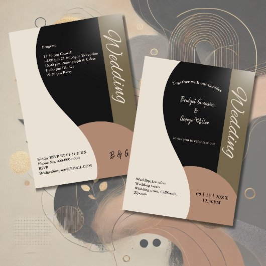 Earth Tones Eenvoudige Boho Chique bruiloft Kaart