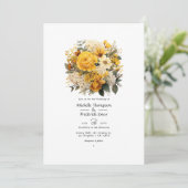 Earth Tones en Canary Yellow Floral Wedding Kaart (Staand voorkant)