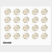 Earth Tones Floral, Beige Monogram Envelope Seal Ronde Sticker (Vel)