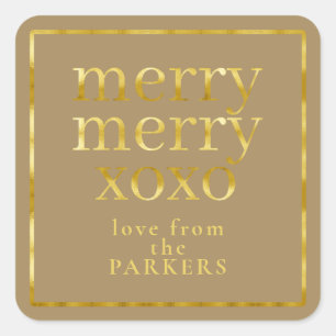 Earth Tones Gold Merry XOXO ID1009 Vierkante Sticker