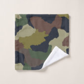 Earth Tones Groen en Bruin Camouflage Bad Handdoek (Wasdoekje)