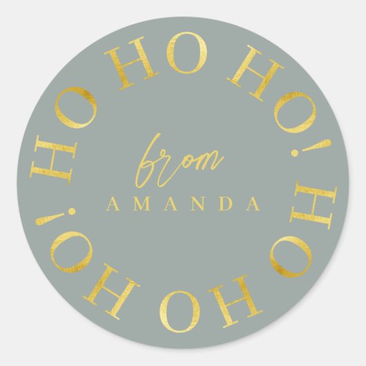 Earth Tones Groen Goud Kerstmis Ho Ho ID1009 Ronde Sticker (Voorkant)