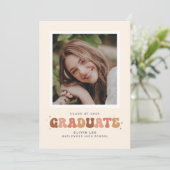 Earth Tones Groovy Retro Photo Afstuderen Aankondiging (Staand voorkant)