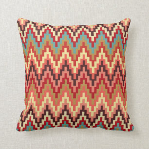 Earth Tones Ikat Chevron Zig Zag Stripes Pattern Kussen
