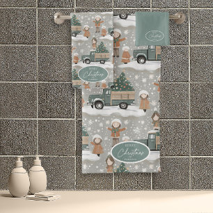 Earth Tones Kerstpatroon # 2 ID1009 Bad Handdoek