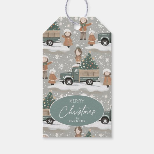 Earth Tones Kerstpatroon # 2 ID1009 Cadeaulabel (Voorkant)