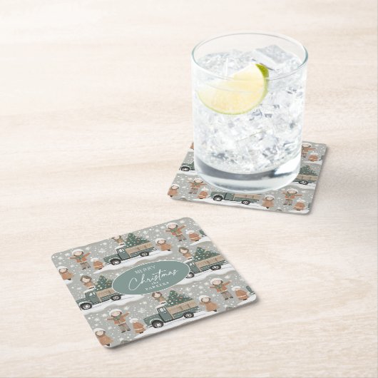 Earth Tones Kerstpatroon # 2 ID1009 Kartonnen Onderzetters (Insitu)