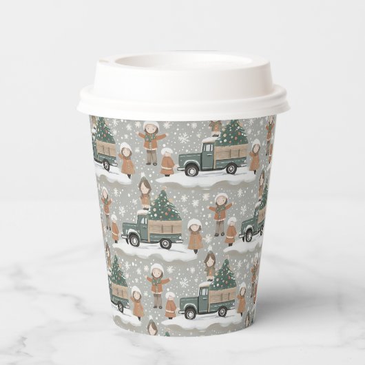 Earth Tones Kerstpatroon # 2 ID1009 Papieren Bekers (Achterkant)