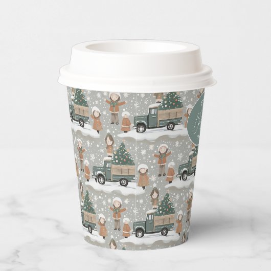 Earth Tones Kerstpatroon # 2 ID1009 Papieren Bekers