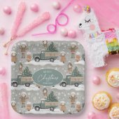 Earth Tones Kerstpatroon # 2 ID1009 Papieren Bordje (Feest)