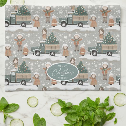 Earth Tones Kerstpatroon # 2 ID1009 Theedoek (Gevouwen)