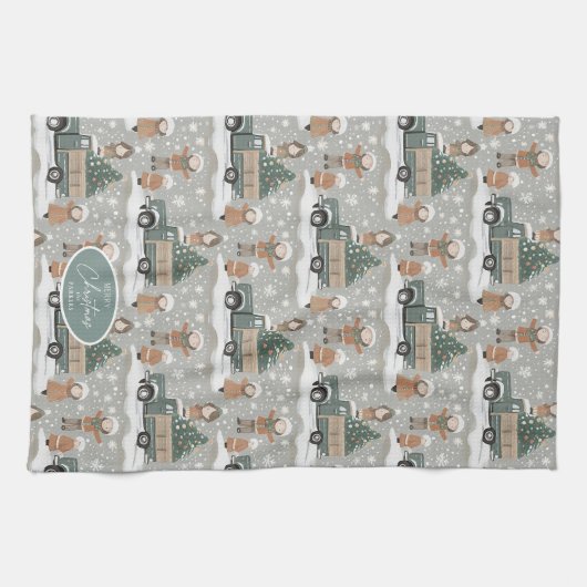 Earth Tones Kerstpatroon # 2 ID1009 Theedoek (Horizontaal)