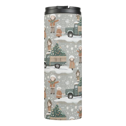 Earth Tones Kerstpatroon # 2 ID1009 Thermosbeker (Achterkant)